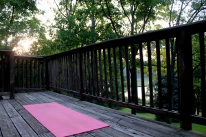 yoga mat  in morning