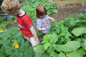 children in garden