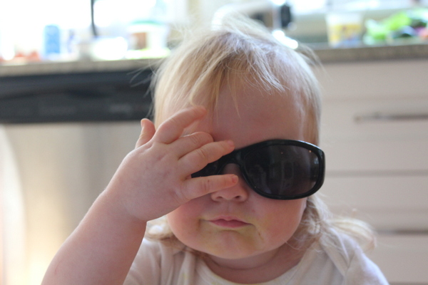 toddler with sunglasses